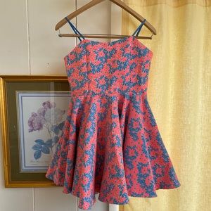 Blue and Pink Un Deux Trois Party Dress Size 16